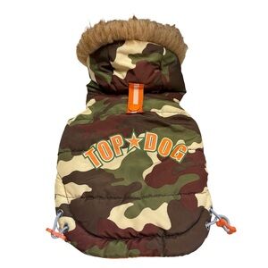 Camouflage Camo Puppy Dog Jacket‎ with Hood Sz XS